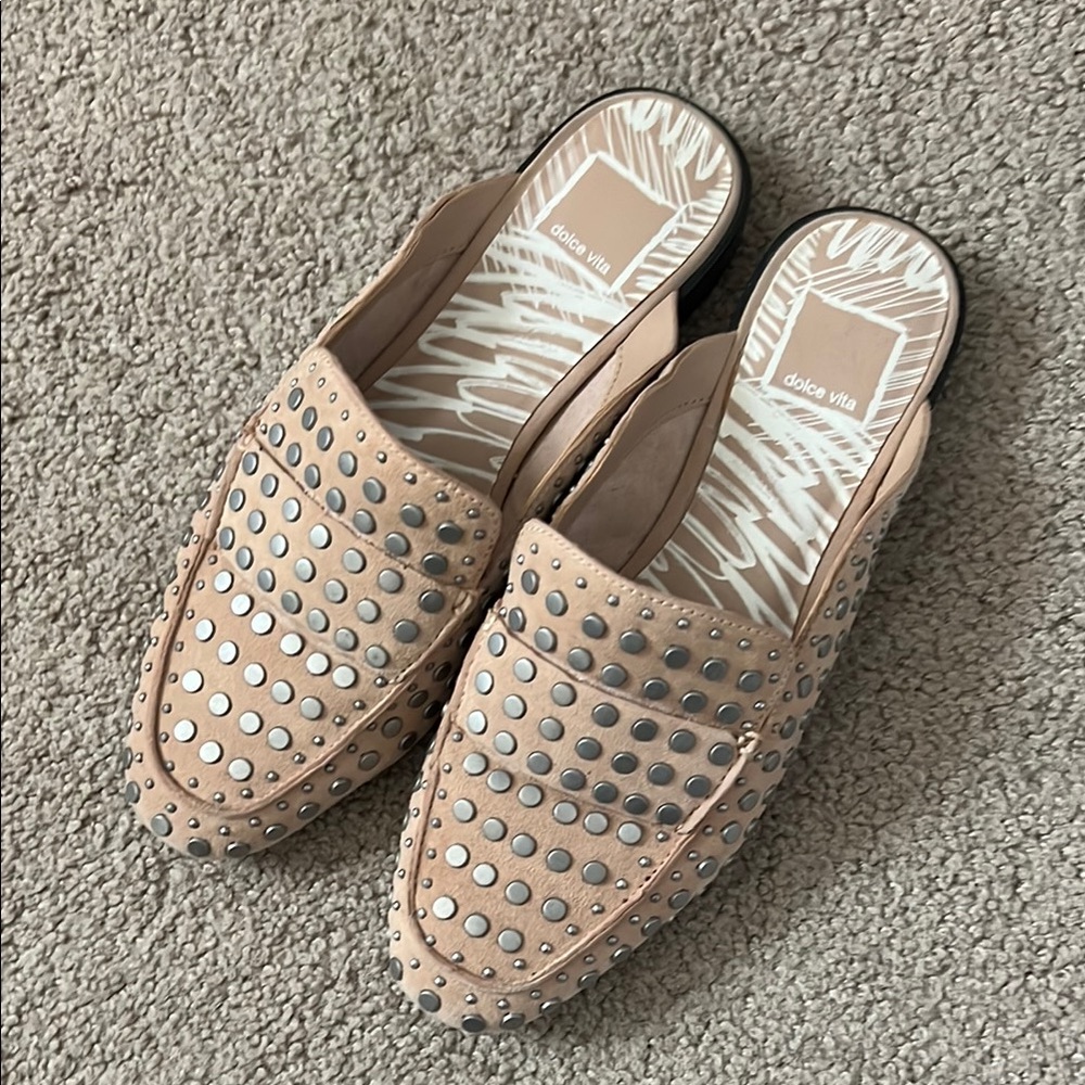 Dolce Vita Tan Mules with Studded Design